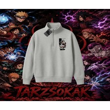 Tarzsokak Pain Nagato Naruto Anime Karakter Unisex Polo Yaka Yarım Fermuarlı Sweatshirt Beyaz