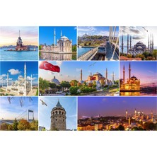 Aden Dijital Dekoratif  Istanbul Manzaraları Kolaj Dekor Kanvas Tablo