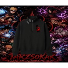 Tarzsokak Pain Nagato Naruto Anime Karakter Unisex Polo Yaka Yarım Fermuarlı Sweatshirt Beyaz