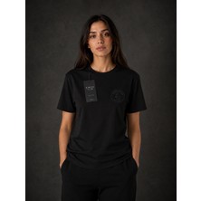 Enzo Club Kadın Siyah Nakış Detaylı Premium T-Shirt