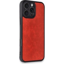 Magicool Iphone 16 Pro Kılıf Aras Deri Kapak - Kırmızı