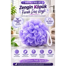 Open City Mor Sabunlu Duş Lifi Sabun Içeren Köpüren Banyo Lifi Yumuşak Dokulu Pratik Duş Kesesi Askılı Lif