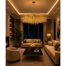 LED Yeni Model 120 cm Ağaç Lüx Avize Gold Renk Ithal Model