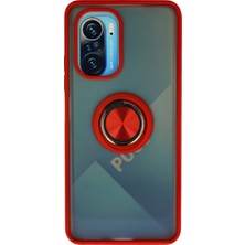 Magicool Xiaomi Redmi K40 Kılıf Montreal Yüzüklü Silikon Kapak - Kırmızı