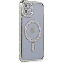Eco Port Apple Iphone 11 Kılıf Joke Simli Magneticsafe Kılıf - Gümüş - Gümüş