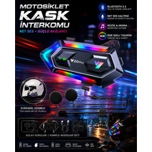 Abrax Tech V20 Max Bluetooth 5.3 Motosiklet Kask Interkomu Rgb Işıklı Hd Ses Mikrofon Müzik Arama Destekli