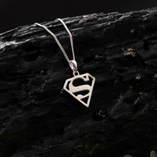 Ebrar Silver Gümüş Superman Kolye 925 Ayar Gümüş Superman Amblemli Unisex Kolye S Harf Kolye