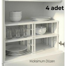 Ck House 4 Adet Dolap Içi Düzenleyici Raf Tabak Bardak Rafı Metal Raf  Beyaz