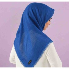 Özense Çift Flamlı Pamuklu Terletmeyen 4 Mevsim Kullanılabilir 100X100 cm Saks Mavisi Renkli Yazma Eşarp
