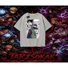 Tarzsokak Kakashi Hatake Naruto Anime Karakteri Oversize Unisex Tişört Beyaz