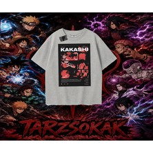 Tarzsokak Kakashi Hatake Naruto Anime Karakteri Oversize Unisex Tişört Beyaz