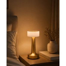 Mercora Tech Gold Kare LED Masa Lambası Şarjlı Dimmer Kontrollü Dekoratif Işık