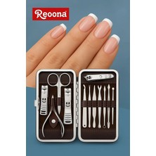 Reoona Çantalı Tırnak Makası Cımbız Törpü 12 Parça Manikür Pedikür Seti