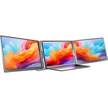 Trimonitör 15.3" Ikili Taşınabilir Monitör (Sabit Panel) Çoklu Ekran Laptop Notebook Monitörü 1920X1200 IPS Type-C