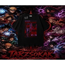 Tarzsokak Sasuke Uchiha Naruto Anime Karakter Oversize Unisex Tişört Beyaz