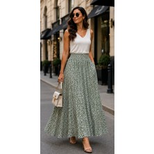 Seldağ Moda %100 Pamuk Viskon Iç Göstermez Gizli Cep Kloş Etek