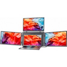 Trimonitör 18.5” Üçlü Taşınabilir Monitör (Sabit Panel) Çoklu Ekran Laptop Notebook Monitörü 1920X1080 IPS Type-C