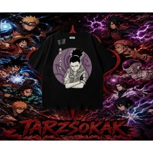 Tarzsokak Shikamaru Nara Naruto Anime Karakter Oversize Unisex Tişört Beyaz