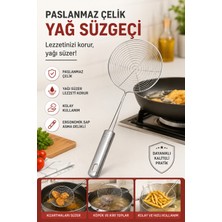Kea Paslanmaz Çelik Yağ Süzgeci 32 cm – Kızartma Süzgeci, Tel Örgü Kepçe, Patates ve Kızartma Servis Süzgeci