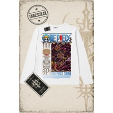 Tarzsokak One Piece Anime Karakterleri  Biskilet Yaka  Long Sleeve Beyaz
