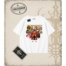 Tarzsokak One Piece Anime Karakterleri  Oversize Unisex Tişört Beyaz