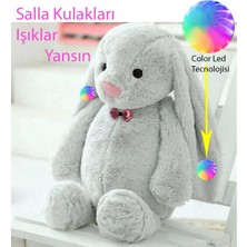 Delixa LED Işıklı, Uyku Arkadaşı Uzun Kulak Bunny Peluş Tavşan 65CM Gri