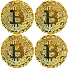 Delixa Bitcoin Madeni , Btc Altın Rengi Hediye Sikke Para, Kutulu Parası (4 Adet)