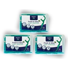 Delixa Fresh & Kürdanlı Diş Ipi 3'lü Paket (150 Adet) | Nane Aromalı | Diş Arası Temizliği, Ağız Hijyeni ve