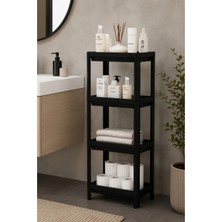 Kai Home 4 Katlı Modern Depolama Rafı Siyah – Çok Amaçlı Mutfak ve Banyo Organizer