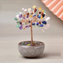 Delixa 7 Çakra Doğal Taşlı Kristal Ağaç | Feng Shui Enerji Dengeleme ve Dekoratif Masa Aksesuarı