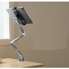 Delixa Profesyonel Ayarlanabilir Tablet & Telefon Standı, 360° Döner Kantilever Braket, Premium Alüminyum,