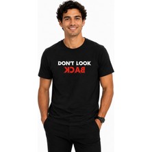 Etifa Tekstil Etifa Don’t Look Back Premium Unisex Tişört %100 Pamuk Modern Siyah Tişört