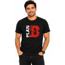 Etifa Tekstil Etifa Plan B Premium Unisex Tişört %100 Pamuk Modern Siyah Tişört