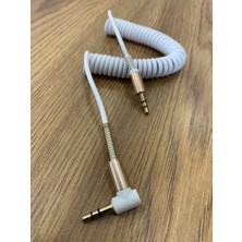 Hepta Collection Beyaz 1.8 Metre Spiral Aux Ses Aktarım Kablosu Oto Araç Cep Telefon Uyumlu