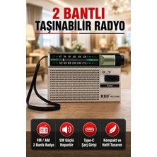 L'edoren RD-331RG Şarjlı Cep Radyosu Fm/am 2 Bant Type-C Şarjlı Kulaklıklı 2xaa Pil Destekli