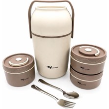 Hepta Collection 3 Katmanlı Isı Yalıtımlı Termos Yemek Kabı Seti – 304 Paslanmaz Çelik, Sızdırmaz 3 Gözlü