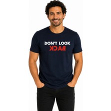 Etifa Tekstil Etifa Don’t Look Back Premium Unisex Tişört %100 Pamuk Modern Lacivert Tişört