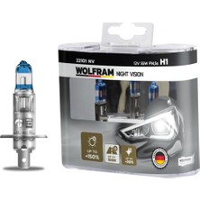 Wolfram Novapazr Ampul 12V H1 55 P14.5S Night Vision 150 Fazla 20 Beyaz Işik
