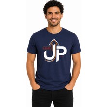 Etifa Tekstil Etifa Level Up Premium Unisex Tişört %100 Pamuk Modern Lacivert Tişört