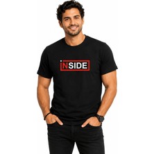Etifa Tekstil Etifa Inside Premium Unisex Tişört %100 Pamuk Modern Siyah Tişört