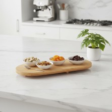 Deconox Ayaklı Bambu Sunum Tabakları, Ayaklı Bambu Sunumluk, Kek, Börek, Çörek ve Çikolata Sunum Tep