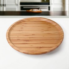 Deconox Bambu Lüx Yuvarlak Servis 30 * 30CM, Sunumluk  Çerezlik Sunum Tabağı