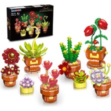 Hepta Collection Insoon Etli Çiçekler Bonsai Yapı Setleri, 8 Paket Botanik Koleksiyonu Yapı Taşı Kiti Ev Dekorasyonu