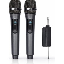 Hepta Collection YK-MC448 Çift El Kablosuz Mikrofon Seti – 2.4g Uhf Wireless, 50 M Menzil, Alıcılı, Sahne Sunum Karao