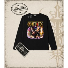 Tarzsokak One Piece Anime Karakterleri  Biskilet Yaka  Long Sleeve Beyaz