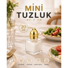 Kea Mini Cam Tuzluk – Şık Tasarımlı Küçük Boy Sofra Tuzluğu, Rose Gold Kapaklı Pratik Tuzluk