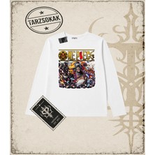 Tarzsokak One Piece Anime Karakterleri  Biskilet Yaka  Long Sleeve Beyaz