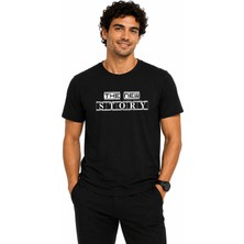 Etifa Tekstil Etifa The New Story Premium Unisex Tişört %100 Pamuk Modern Siyah Tişört