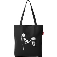 Hepta Collection Converse Baskılı Siyah Bez Çanta