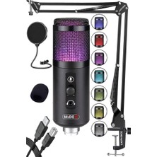 Hepta Collection V5 Rgb Set USB Oyuncu ve Yayıncı Mikrofonu Condenser Stüdyo ( Gaming Tiktok Twitch Canlı Yayın Disco